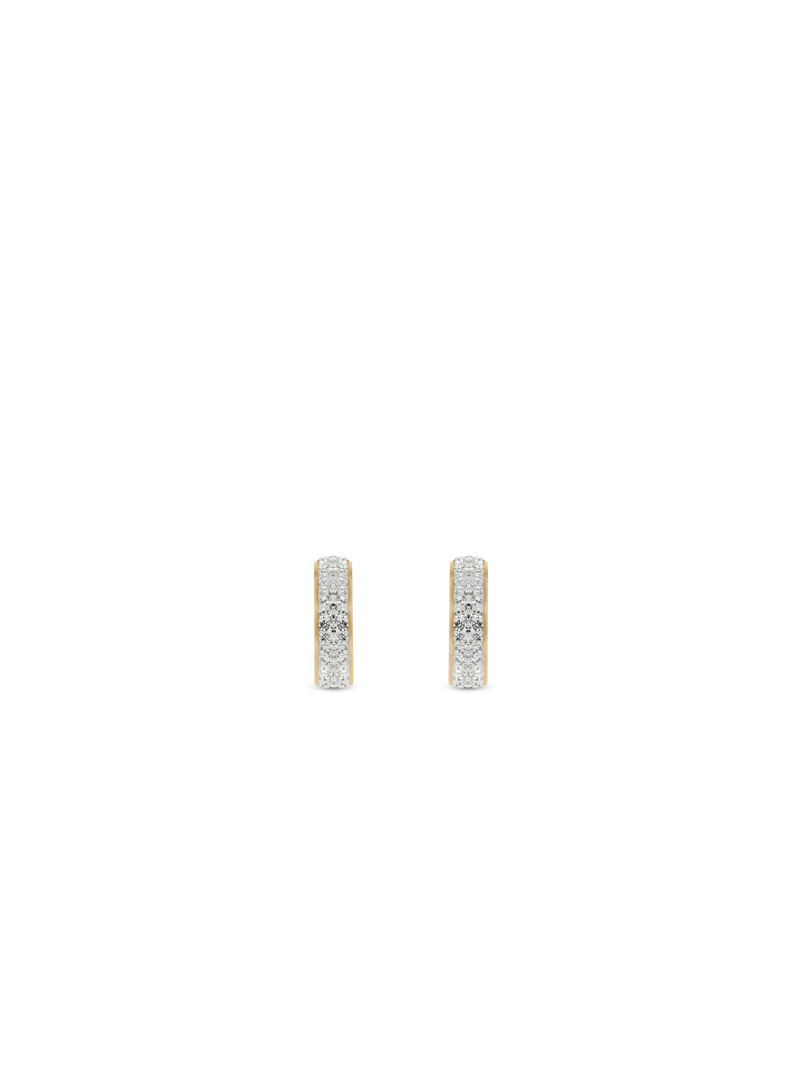 Sterling Silver & Yellow Gold Crystal Half Hoop Earrings