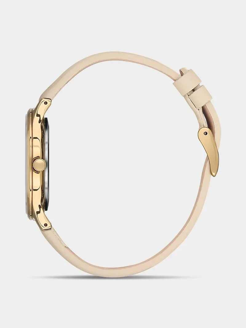Daniel Klein Gold Plated Beige Dial Nude Leather Watch