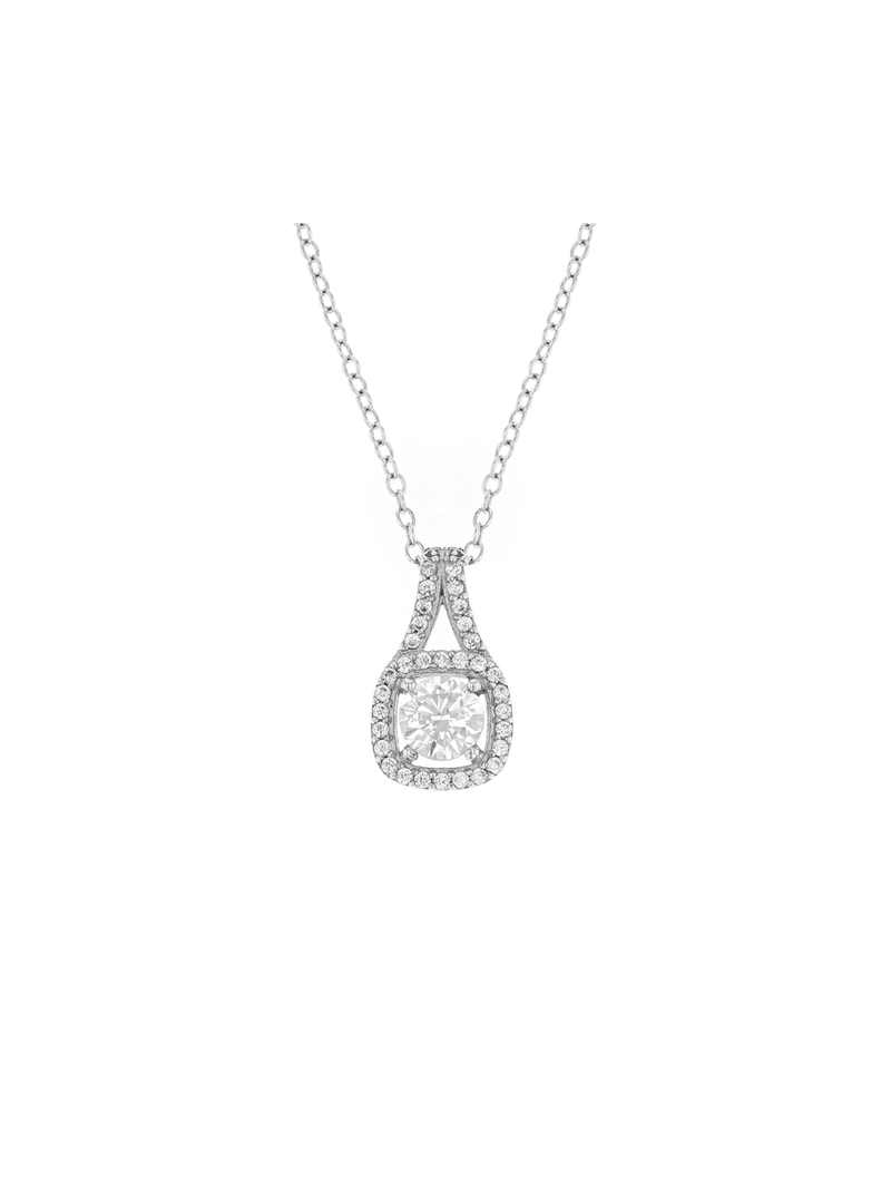 Sterling Silver Cushion-Cut Cubic Zirconia Pendant