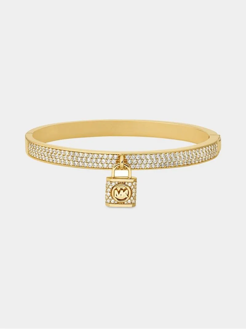 Michael Kors Metallic Muse Collection Gold Plated Cubic Zirconia Charm Bangle Bracelet