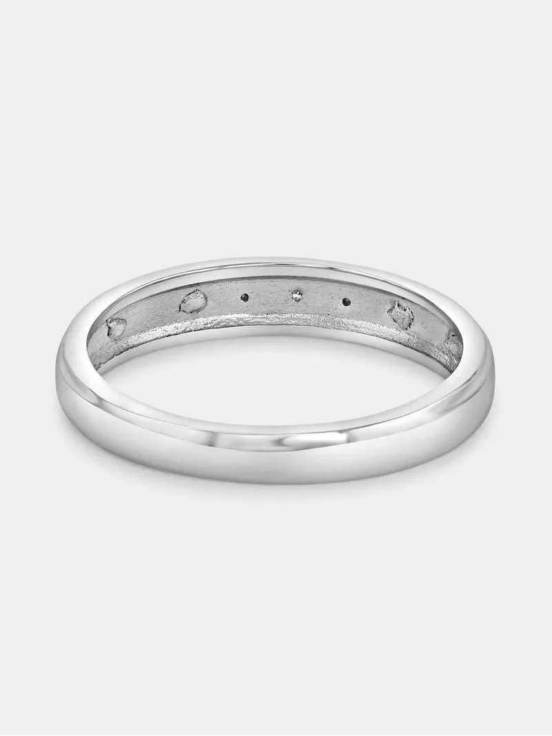 Yellow Gold & Sterling Silver Diamond Horizontal Stroke Ring