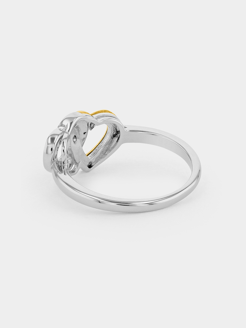 Yellow Gold & Sterling Silver Cubic Zirconia Women’s Hearts Promise Ring
