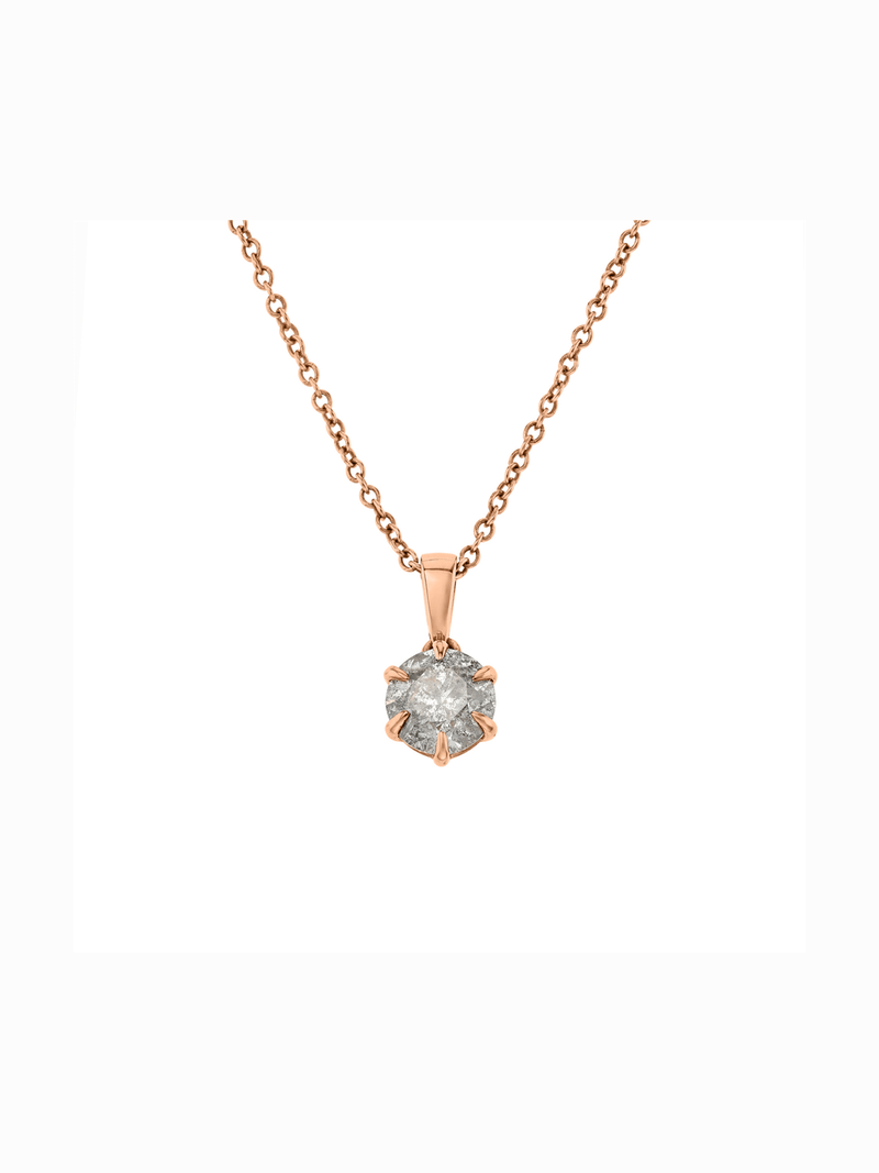 Rose Gold 1.00ct Salt & Salt Diamond Solitaire Pendant