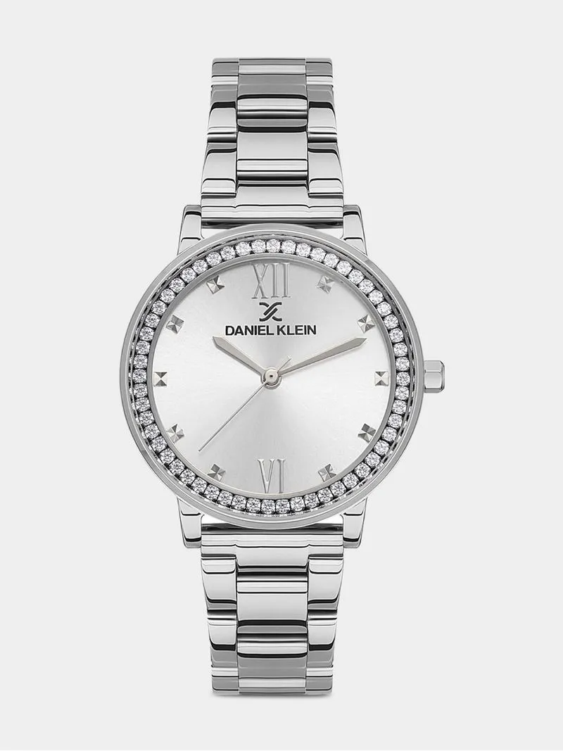 Daniel Klein Silver Plated Silver Tone Dial Stainless Steel Bracelet Watch