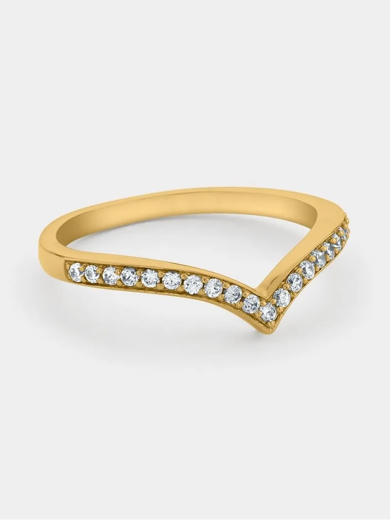 Rose Gold Plated Cubic Zirconia Women’s Pavé Wishbone Ring