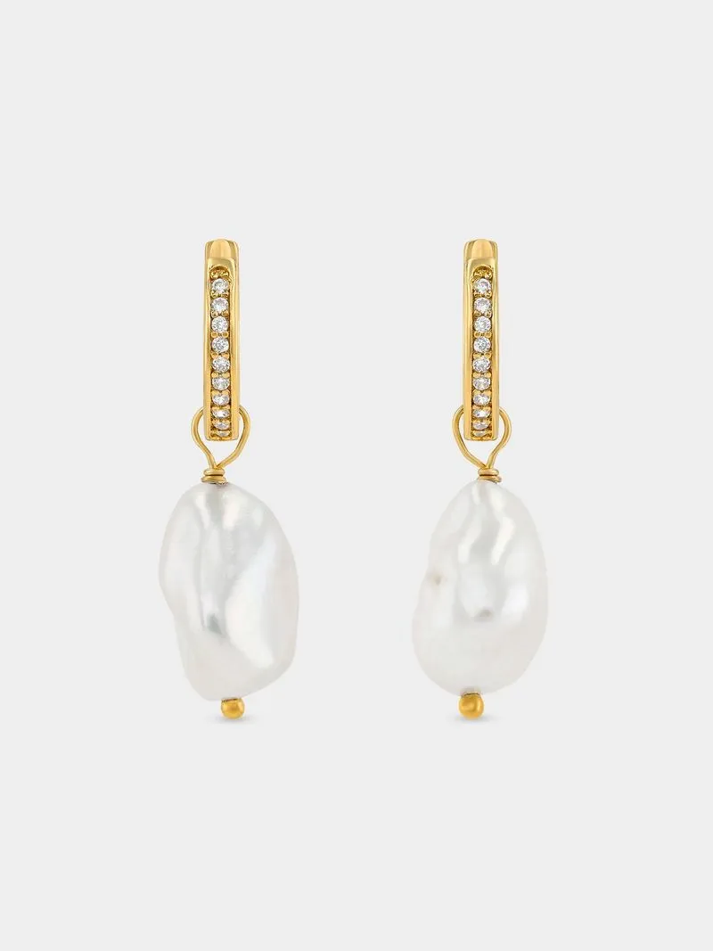 Sterling Silver Women's Cubic Zirconia Baroque Drop Earrings