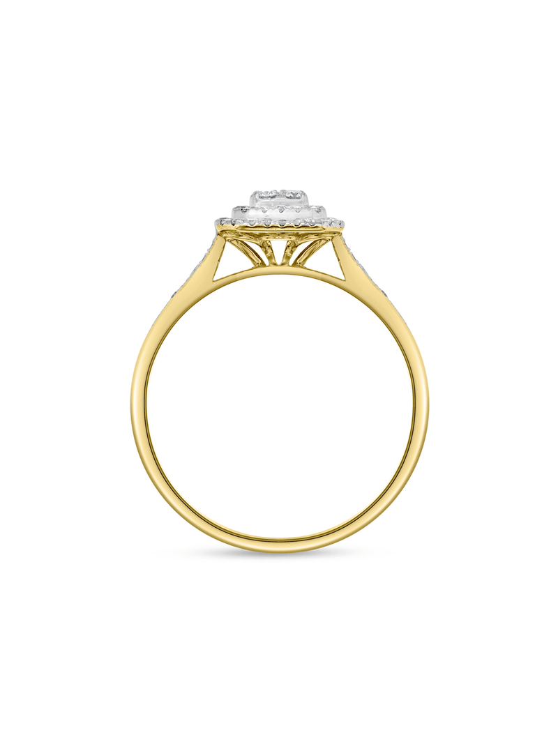 Yellow Gold 0.22ct Diamond Sweet Cushion Twinset Ring