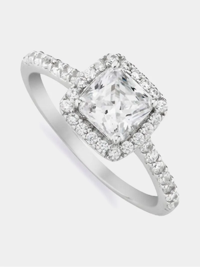 Cheté Sterling Silver Square Cubic Zirconia Solitaire Ring