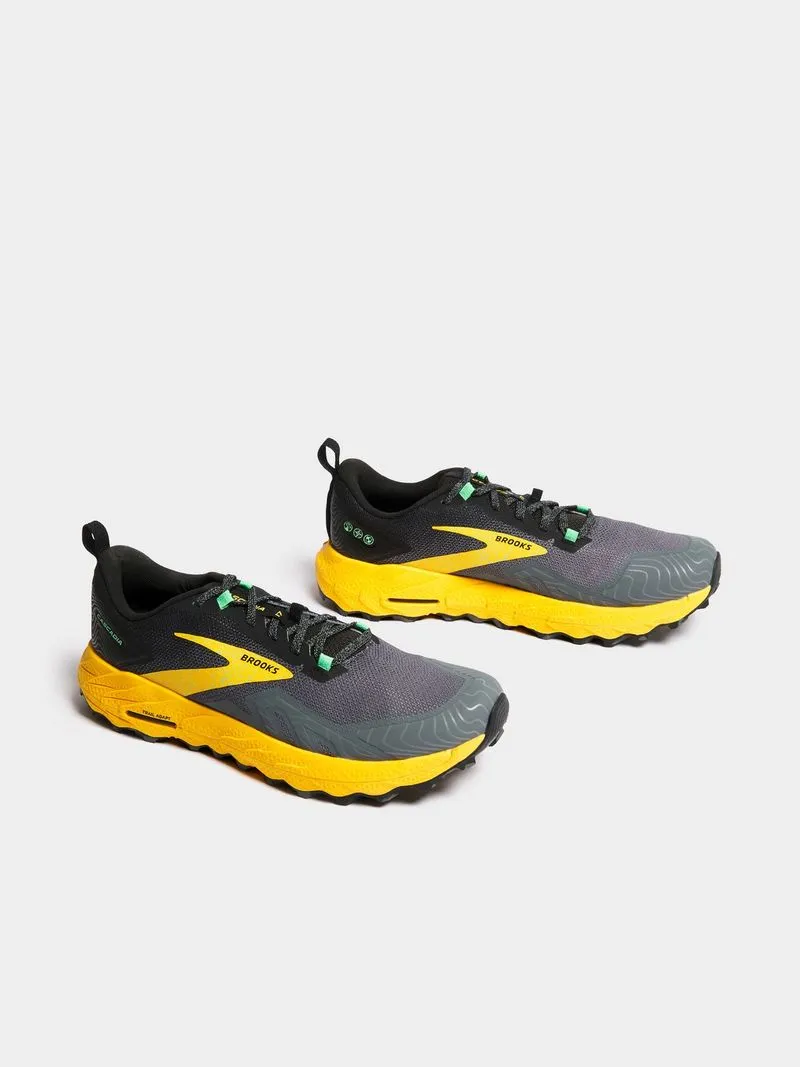 Mens Brooks Cascadia 17 Grey/Yellow Trail Running Shoes