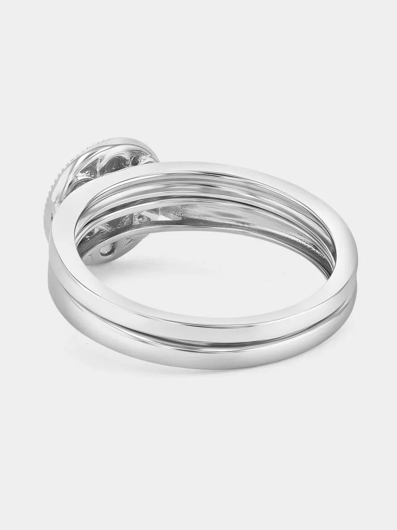 Sterling Silver Lab Grown Diamond Round Halo Twinset Ring