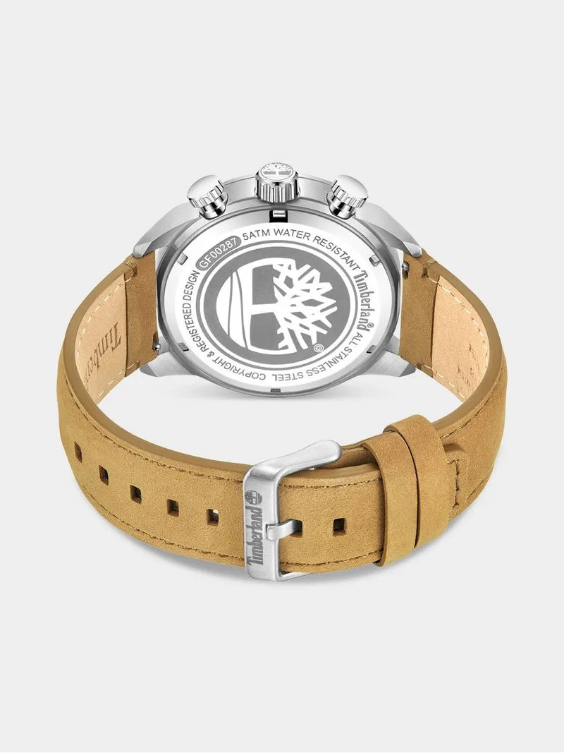 Timberland Henniker II Stainless Steel Black Dial Tan Leather Watch