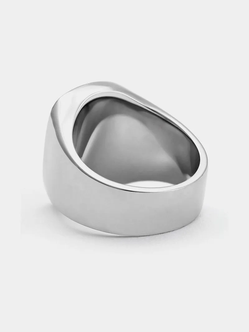 Fabiani Silver Plated Stainless Steel Illusion Stone Men’s Ring
