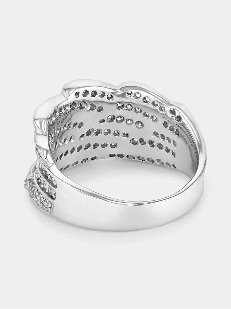 Cheté Sterling Silver Cubic Zirconia Angel Wing Ring