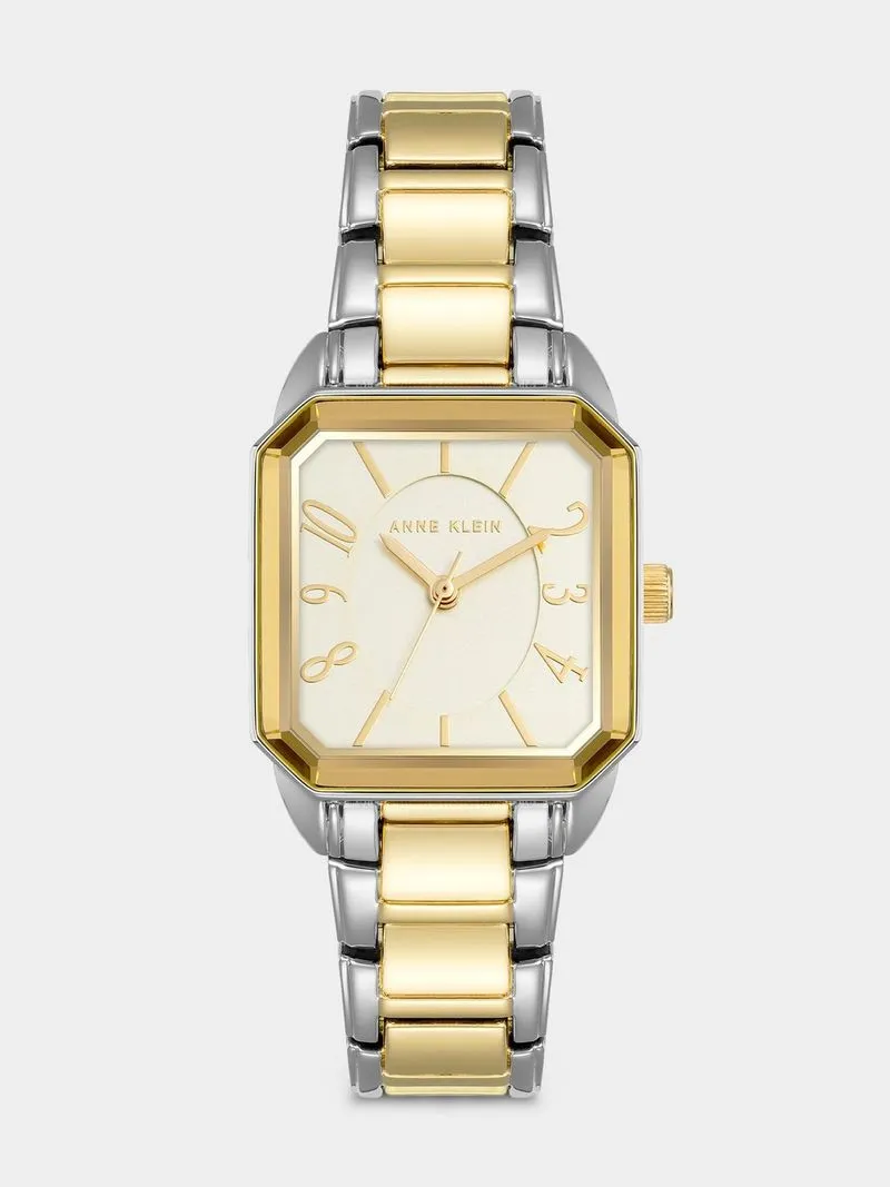 AnneKlein Women's Octagonal Silver TwoTone Alloy Watch