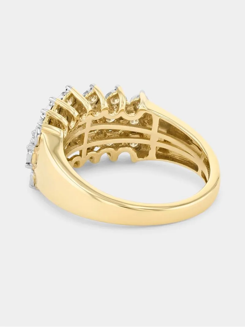 Yellow Gold 0.50ct Diamond Illusion Cluster Ring