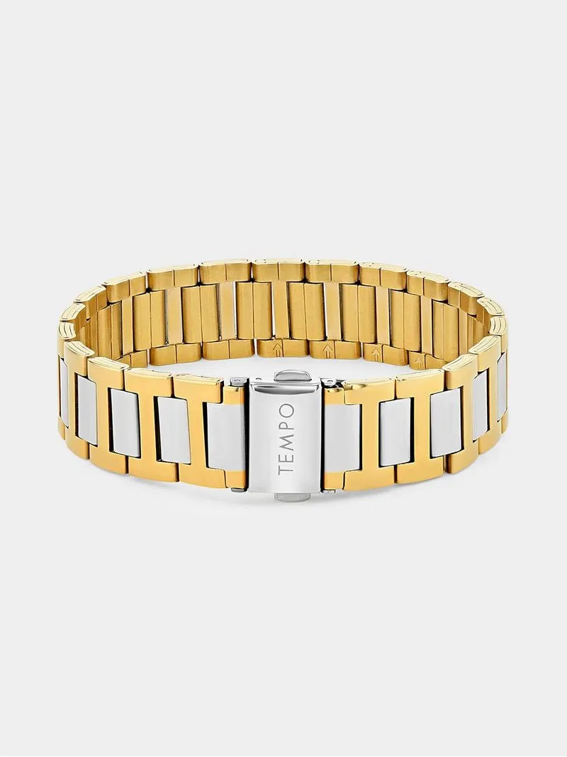 Tempo Men’s Two Tone Bracelet Watch & Bracelet Set