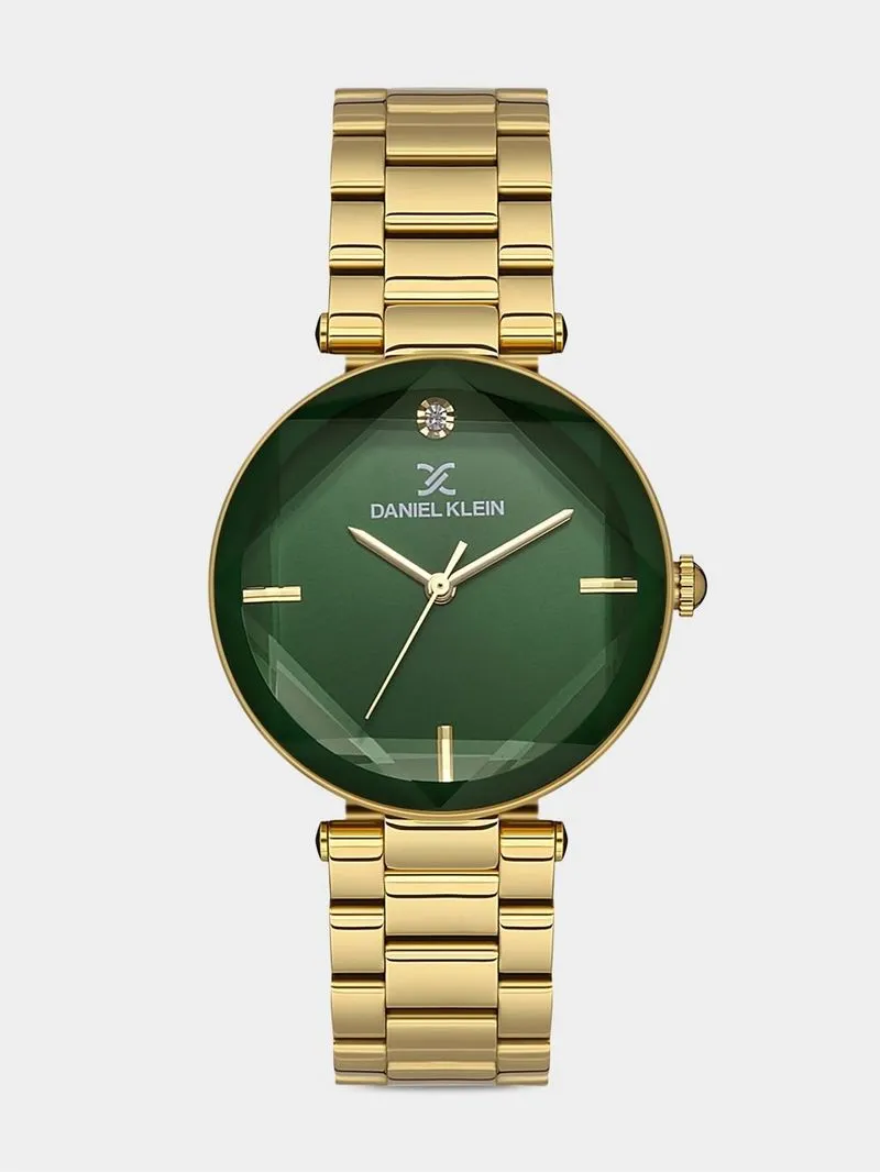 Daniel Klein Gold Plated Green Dial Bracelet Watch