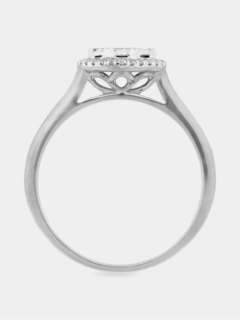 9ct White Gold 0.22ct Diamond Channel Illusion Ring
