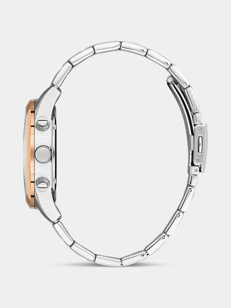 Daniel Klein Rose Plated Two-Tone Chronographic Stainless Steel Bracelet Watch