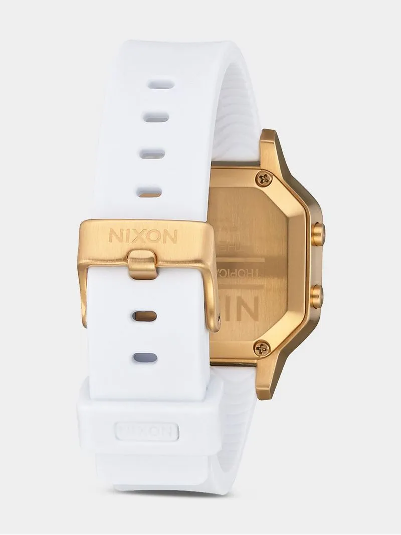 Nixon Women's Siren Stainless Steel Gold Plated & White Silicone Digital Watch