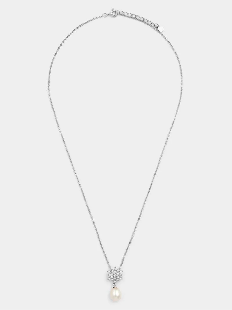 Sterling Silver Freshwater Pearl Starburst Pendant
