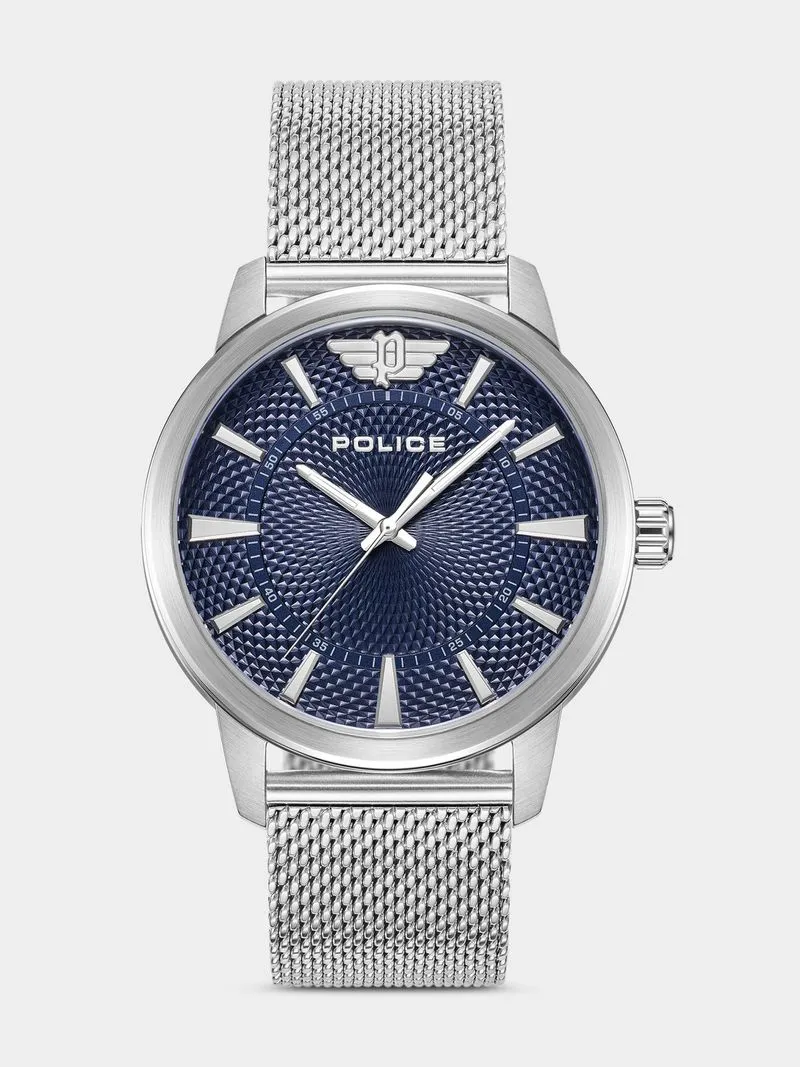 Police Raho Stainless Steel Navy Dial Mesh Watch
