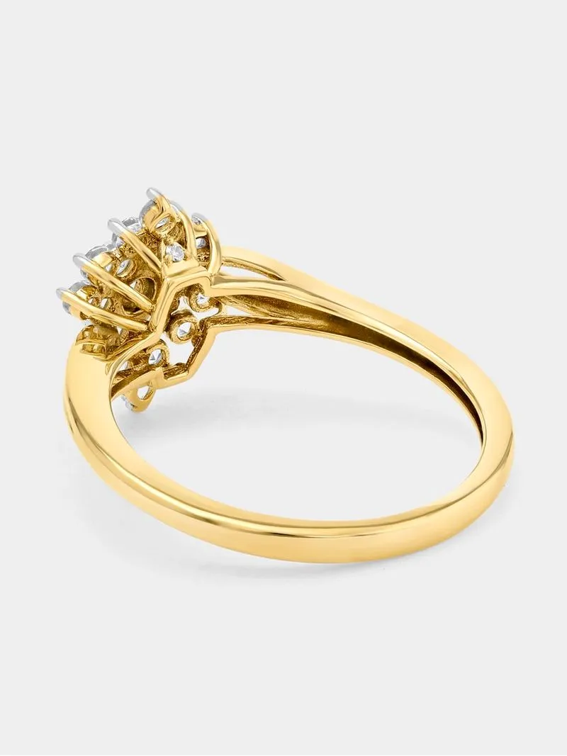 Yellow Gold Diamond & Created Sapphire Marquise Embrace Ring