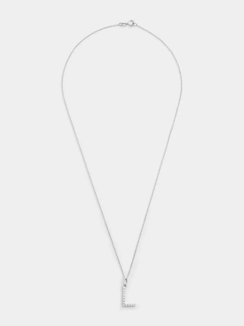 Cheté Sterling Silver Cubic Zirconia “L” Initial Pendant