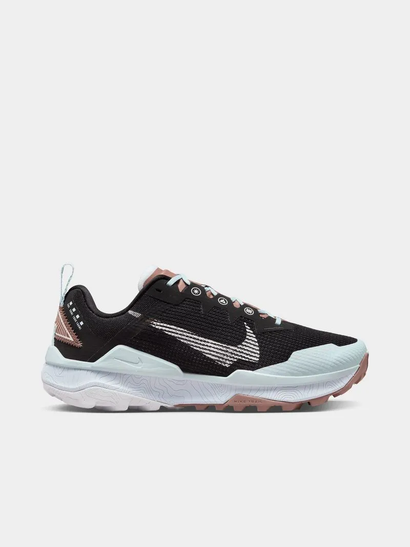 Womens Nike React Wildhorse 8 Black/White Trail Running Shoes