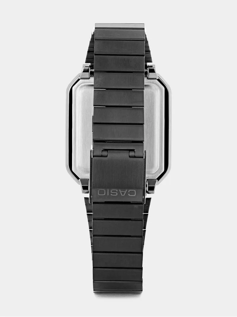 Casio Gunmetal Plated Stainless Steel Digital Bracelet Watch