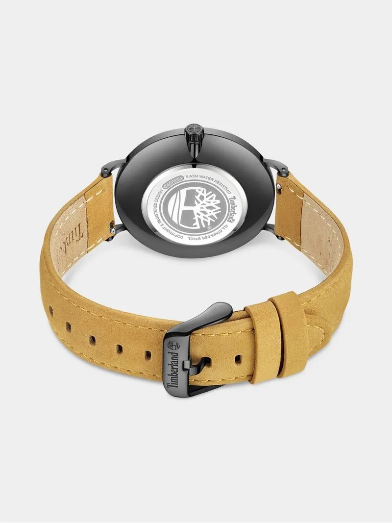 Timberland Rangeley Black Plated Black Dial Tan Leather Watch