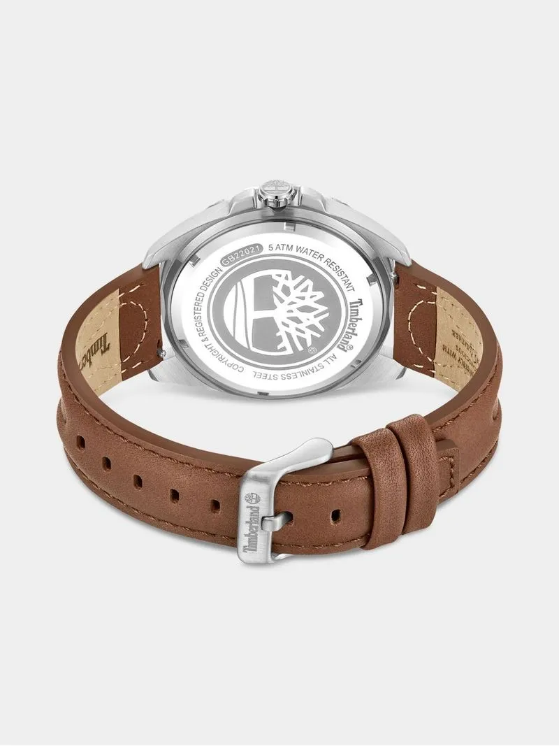 Timberland Millinocket Stainless Steel Beige Dial Brown Leather Watch