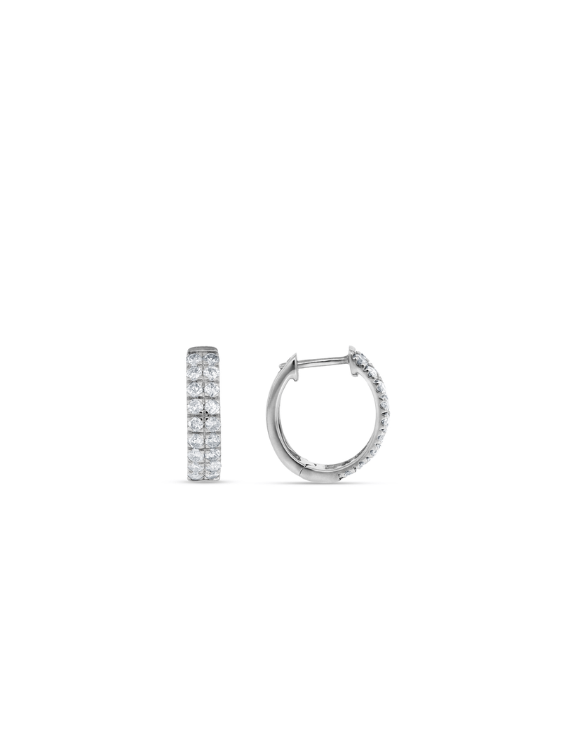 White Gold 0.75ct Diamond Double Row Women’s Hoop Earrings