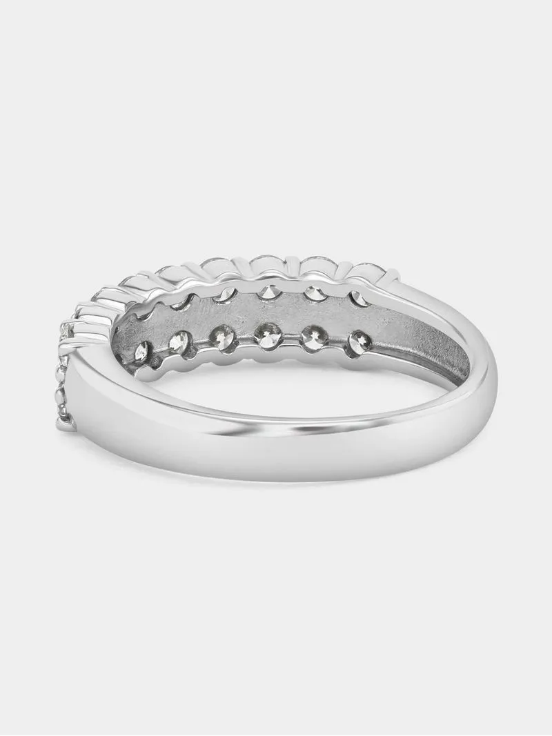 White Gold 1ct Lab Grown Diamond Double Row Ring