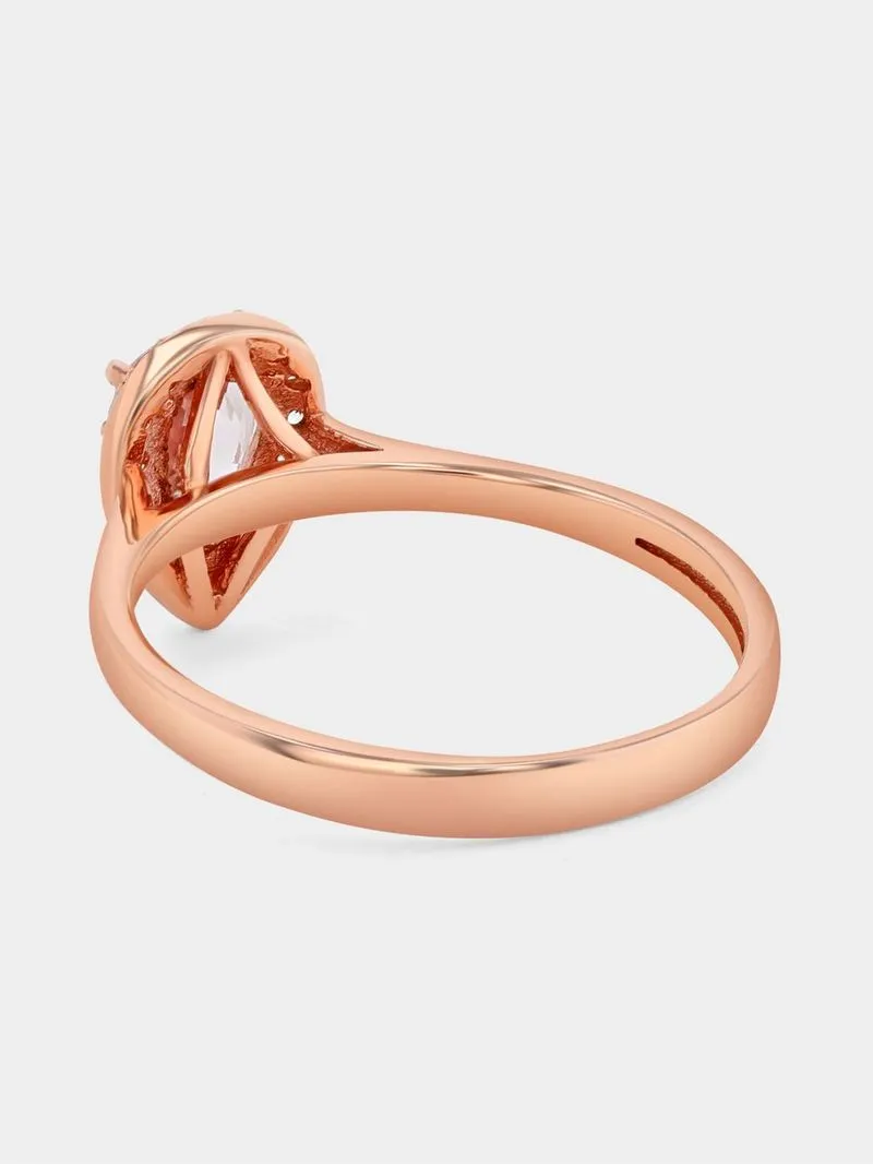 Rose Gold Diamond & Morganite Pear Halo Ring