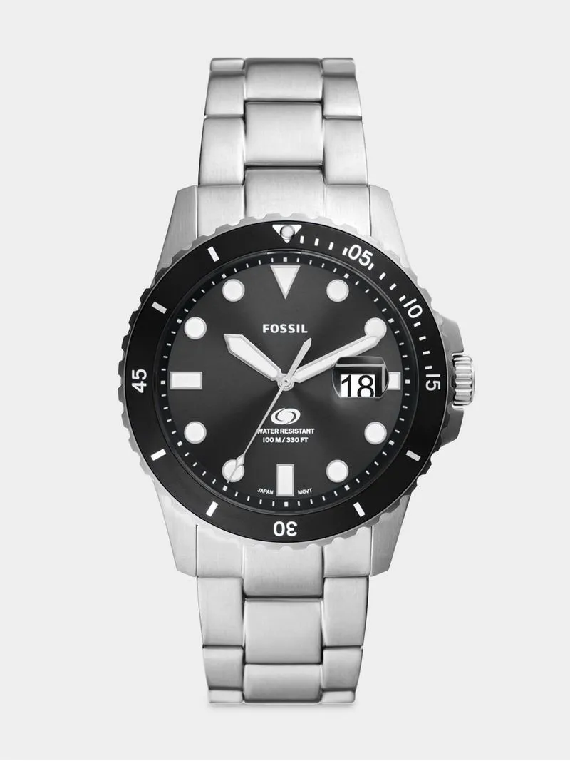 Fossil Blue Stainless Steel Black Dial Bracelet Watch