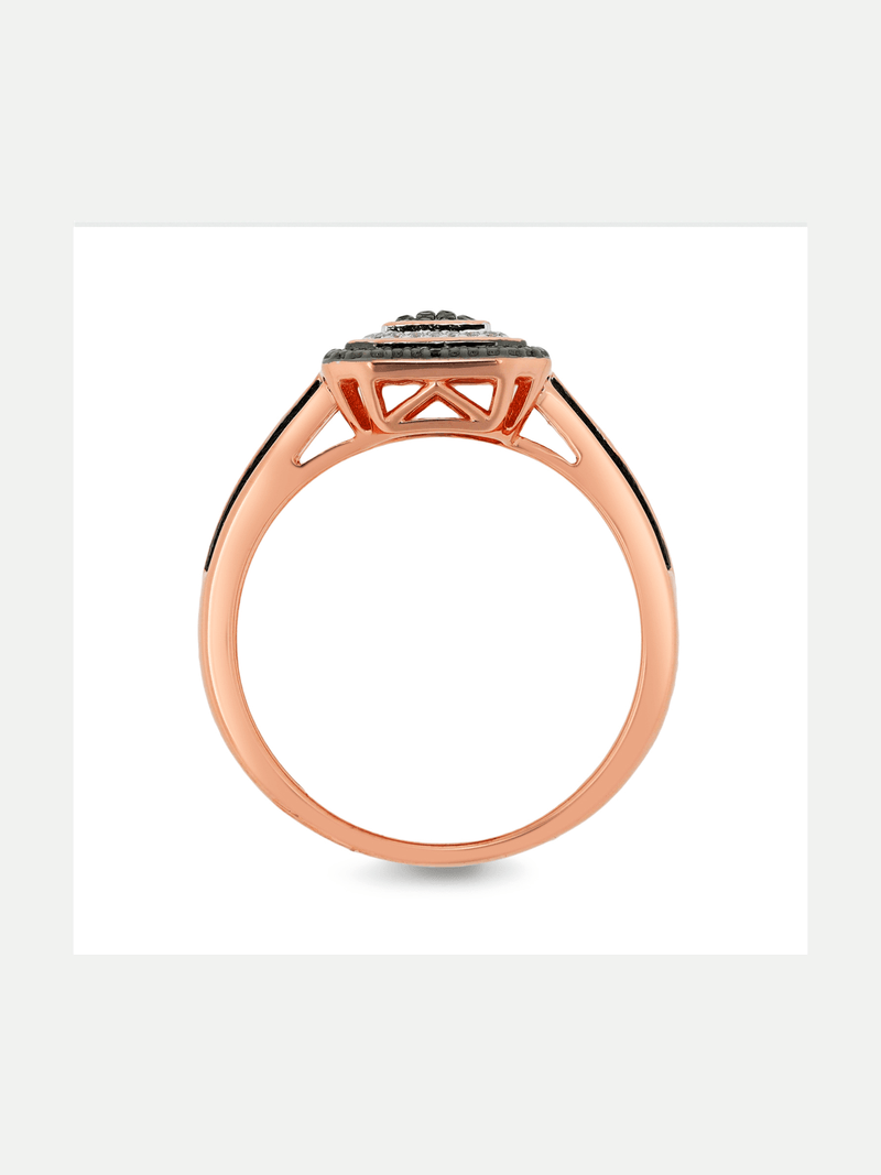 9ct Rose Gold 0.15ct Black & White Diamond Princess Ring
