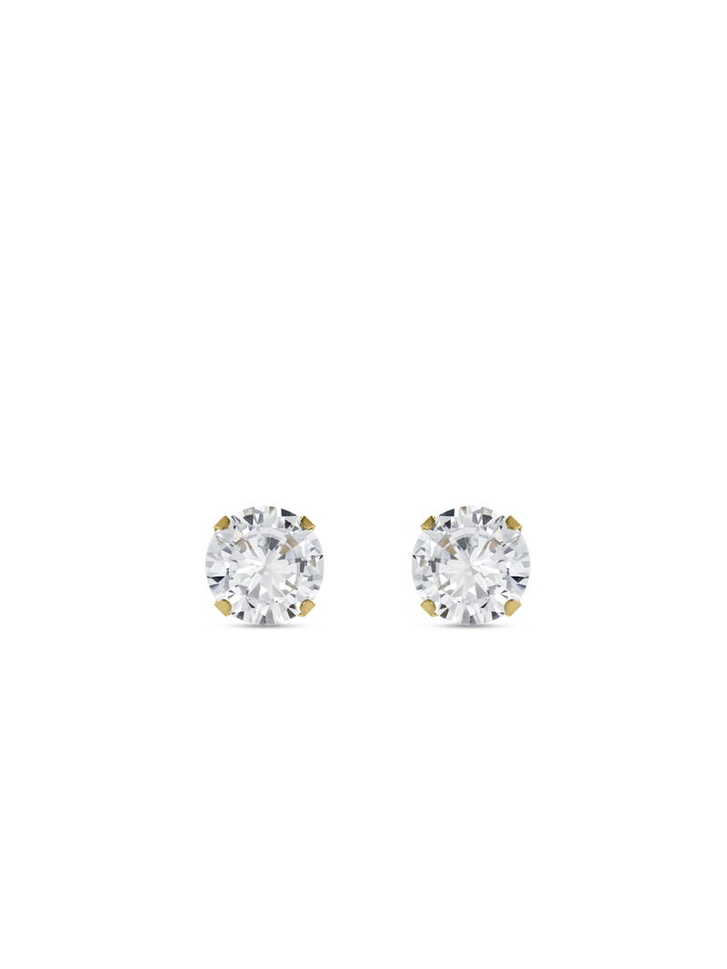 Gold-Toned Stainless Steel & Cubic Zirconia Round Stud Earrings