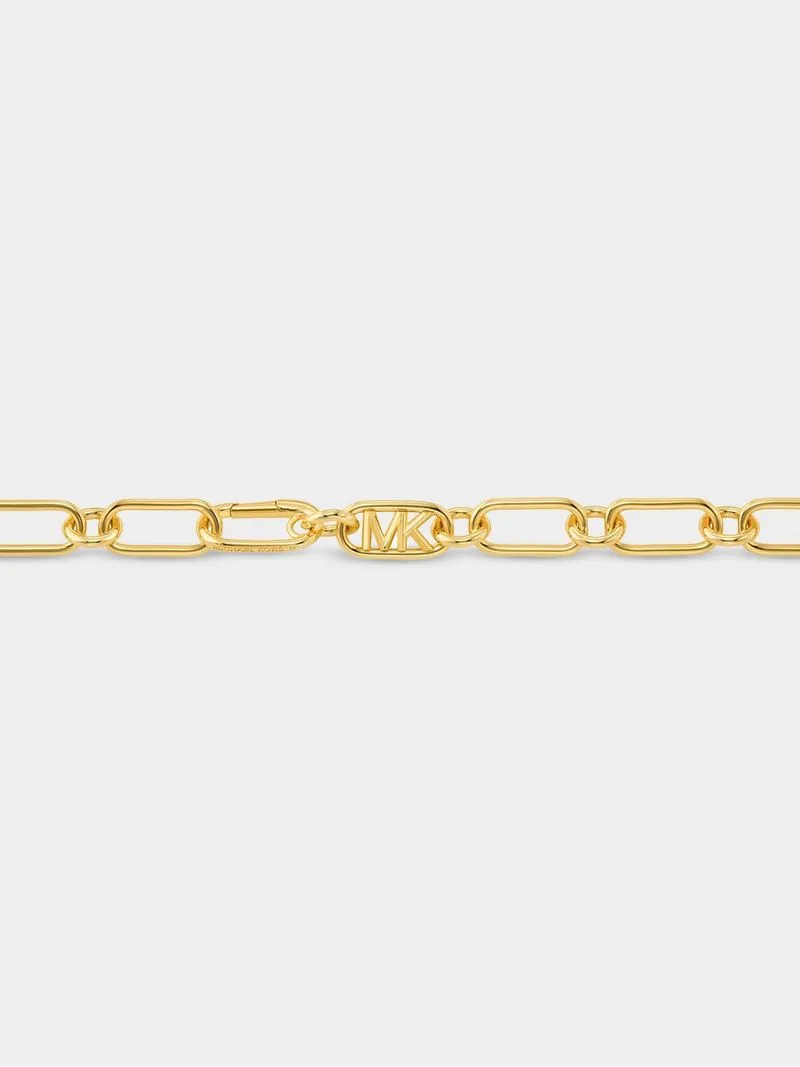 Michael Kors Statement Link Collection Gold Plated Empire Link Chain Double Layer Necklace
