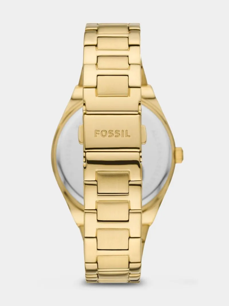 Fossil Scarlette Magenta Dial Gold Plated Bracelet Watch