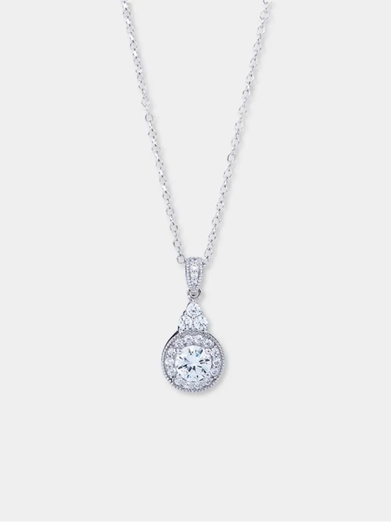 Cheté Sterling Silver Cubic Zirconia Round Halo Pendant