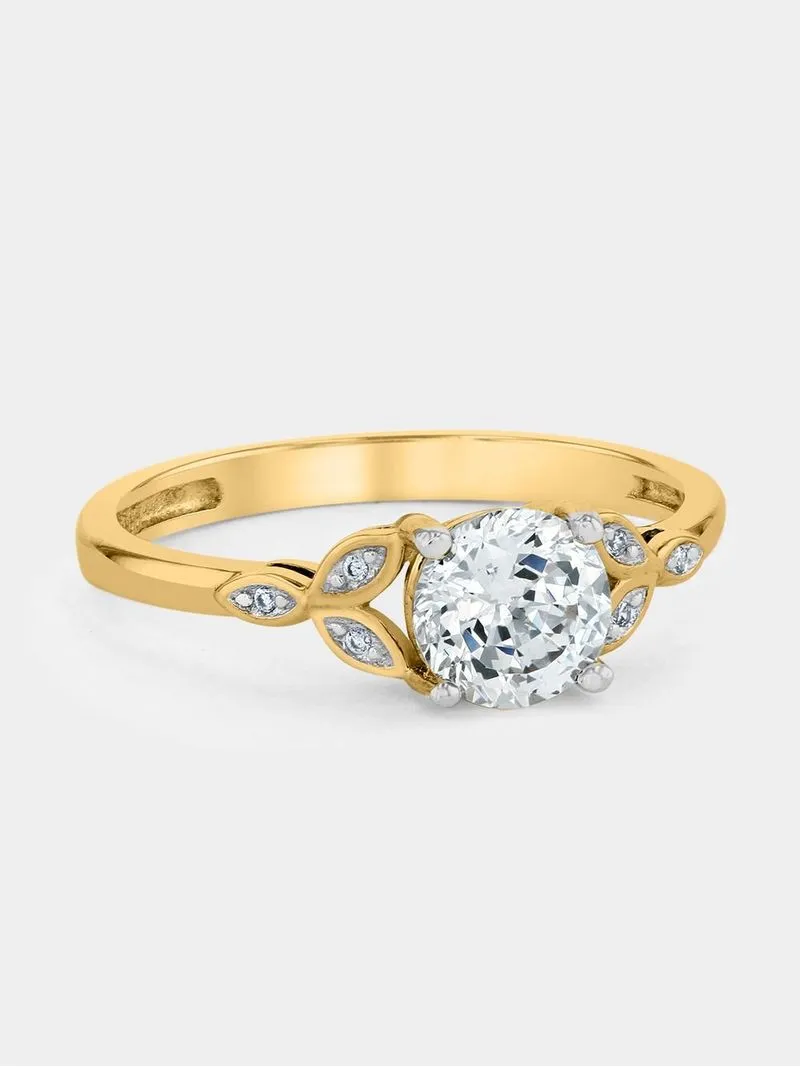 Yellow Gold Cubic Zirconia Round Solitaire Ring