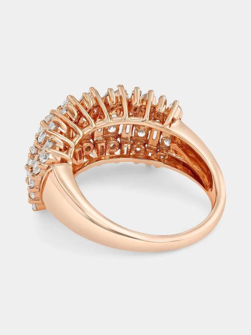 Rose Gold 1.50ct Diamond Round Baguette Row Ring