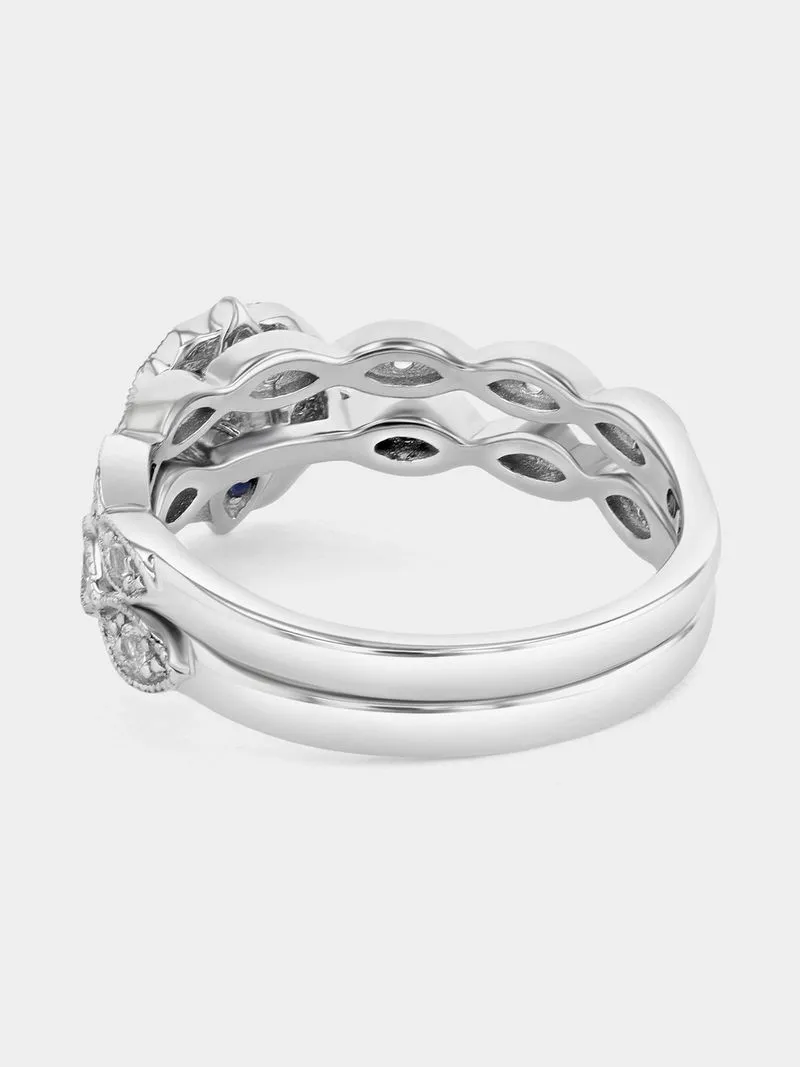 Sterling Silver Moissanite Round Halo Twinset Ring