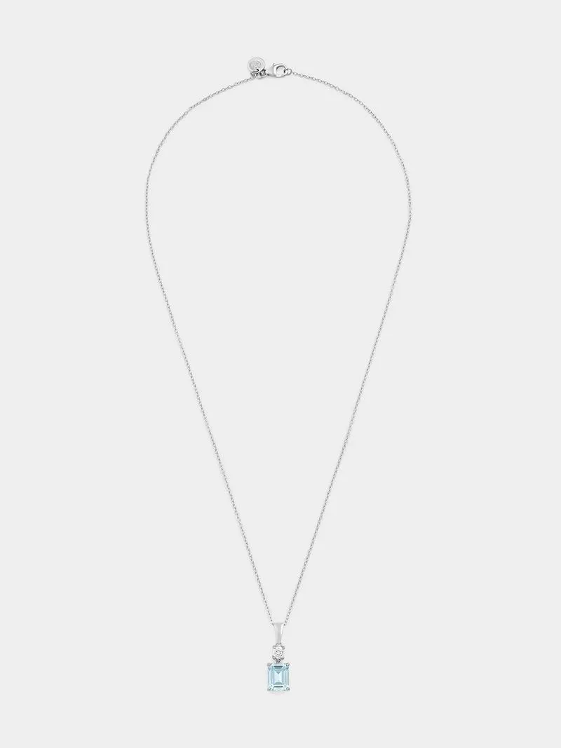 Sterling Silver Aquamarine Cubic Zirconia Pendant