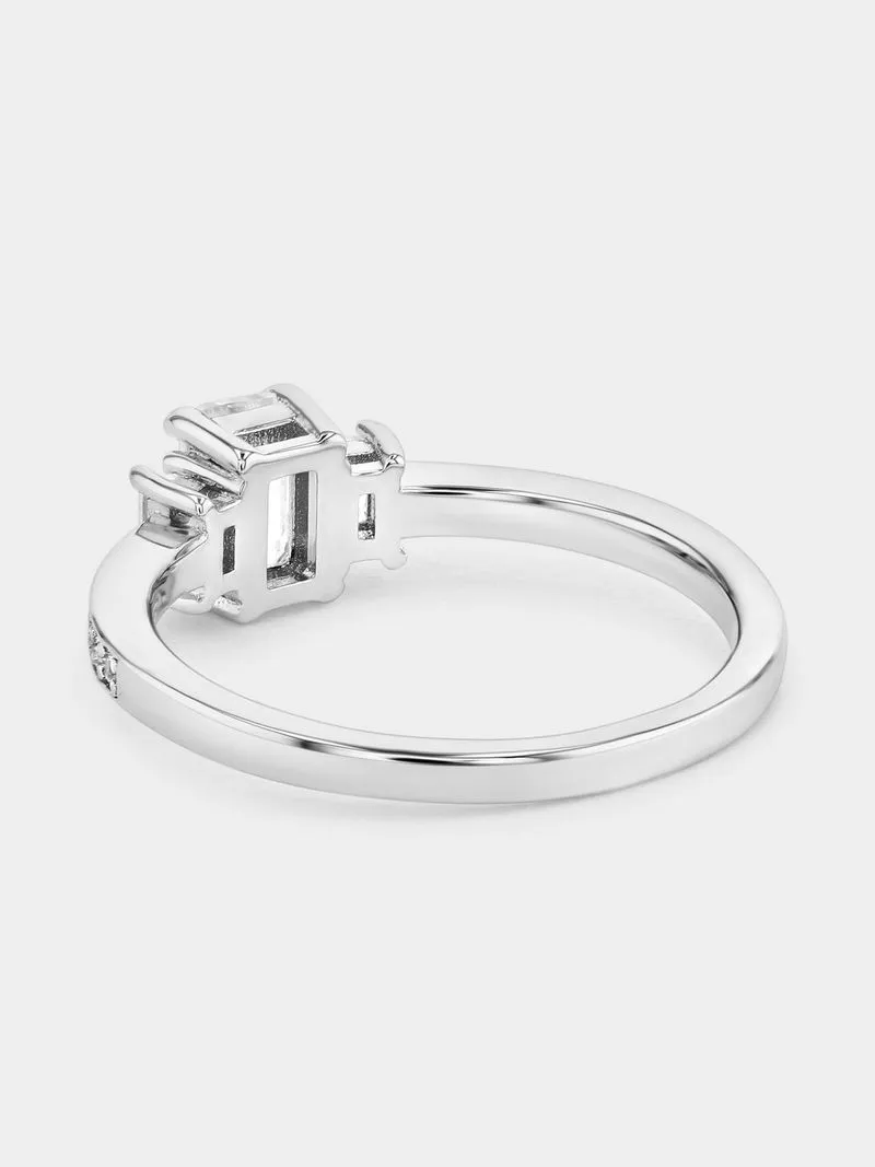 Classic Silver Women's Diamond Trilogy Ring - 925