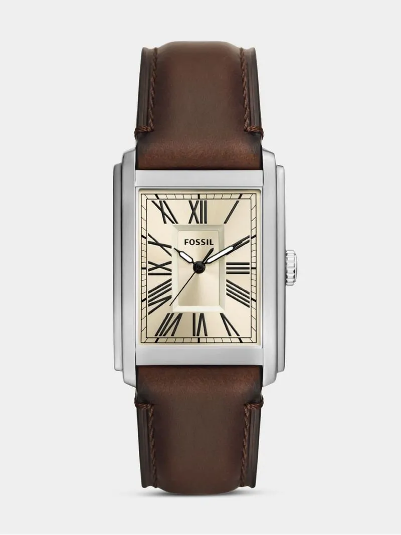 Fossil Carraway Stainless Steel Brown Leather Watch