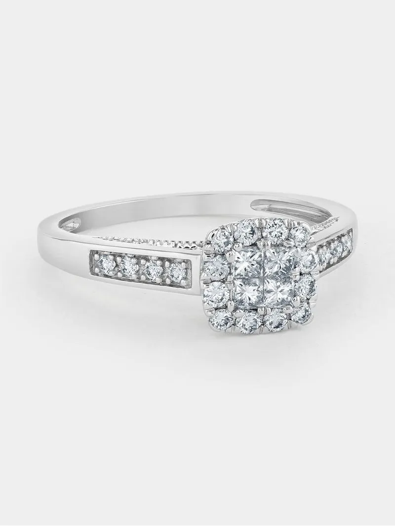 White Gold 0.50ct Diamond Women’s Princess Illusion Ring