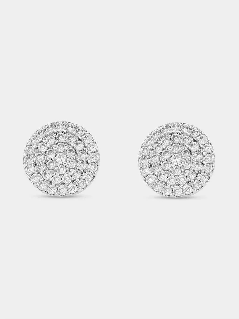 Cheté Sterling Silver Cubic Zirconia Pavé Disc Stud Earrings