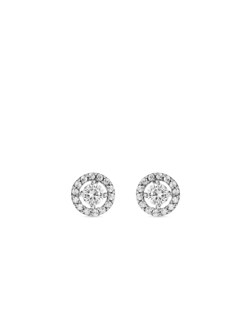 Sterling Silver Cubic Zirconia Halo Stud Earrings